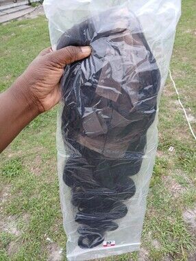 Black Curly Human Hair Extension/Closure - 32"